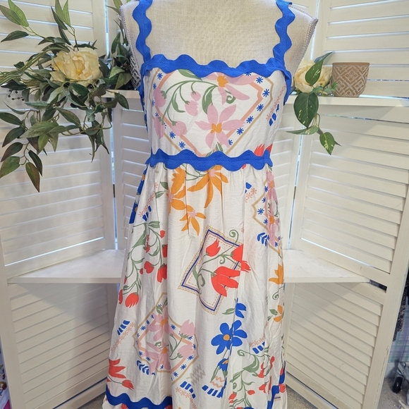 Blu Pepper Floral Maxi Dress with Blue and Orange 1336 - Picture 2 of 8